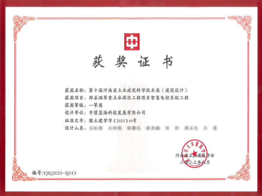 Award Certificate Award Certificate