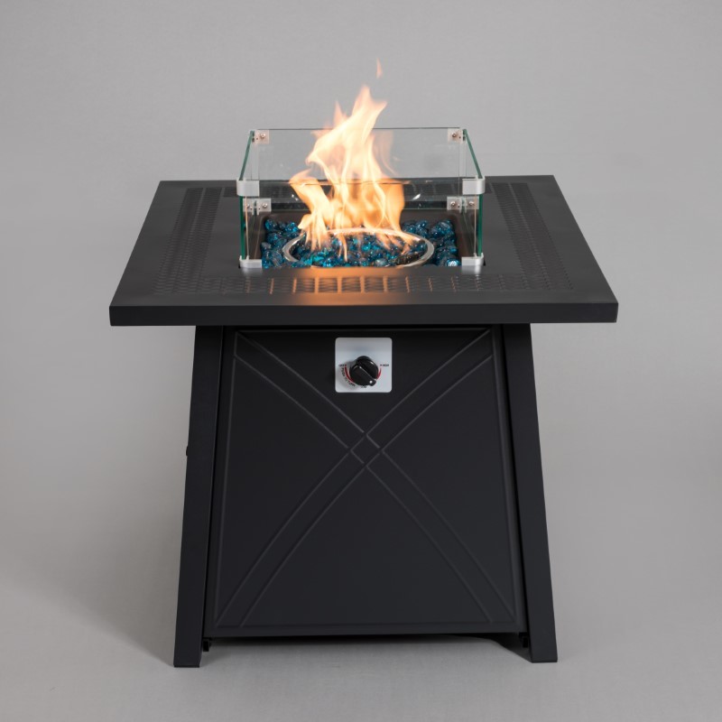 RS-S28005A 28" Square Gas Fire Pit with Fire Glass 