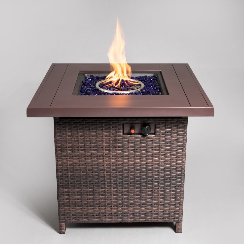 RS-S28011 Propane Gas Fire Pit Table, 28 Inch Outdoor Fire Pit with Lid