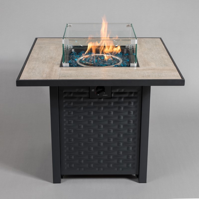 RS-S30003D  Tile Top Resin Wicker Propane Gas Fire Pit Coffee Table
