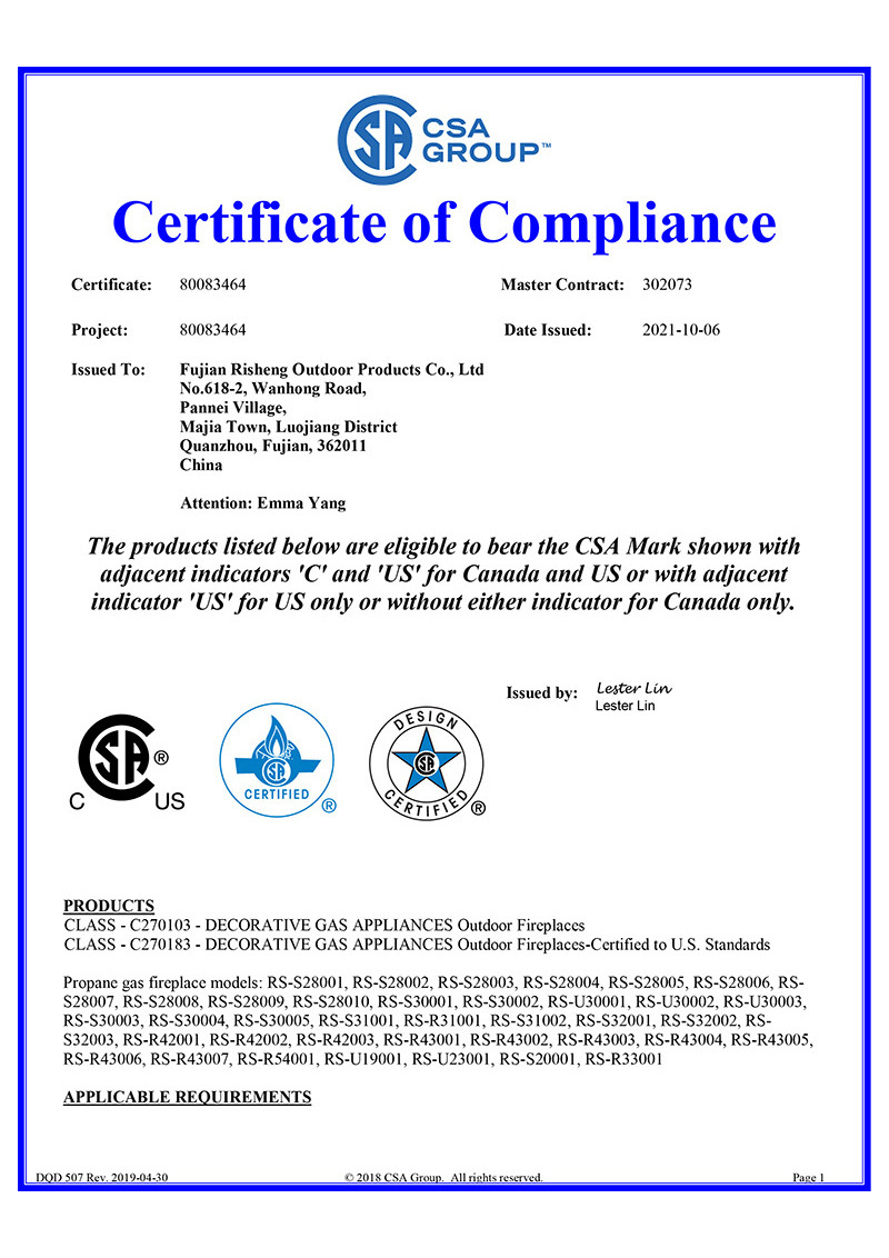 CSA Certificate