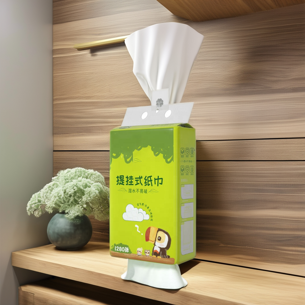Type Packaging Tissue 4Ply Tree Care Facial Wall Towel Paper Orange Custom Colorful Sheets Toilet Hanging Hanging Tissue Custom