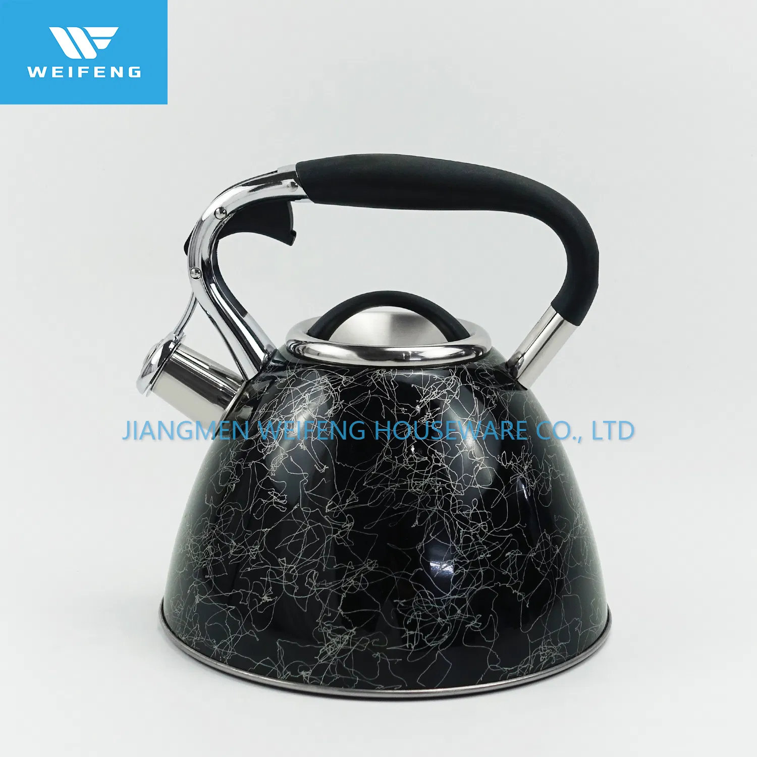 Tetera silbante de acero inoxidable Black Marble de 3.0 litros