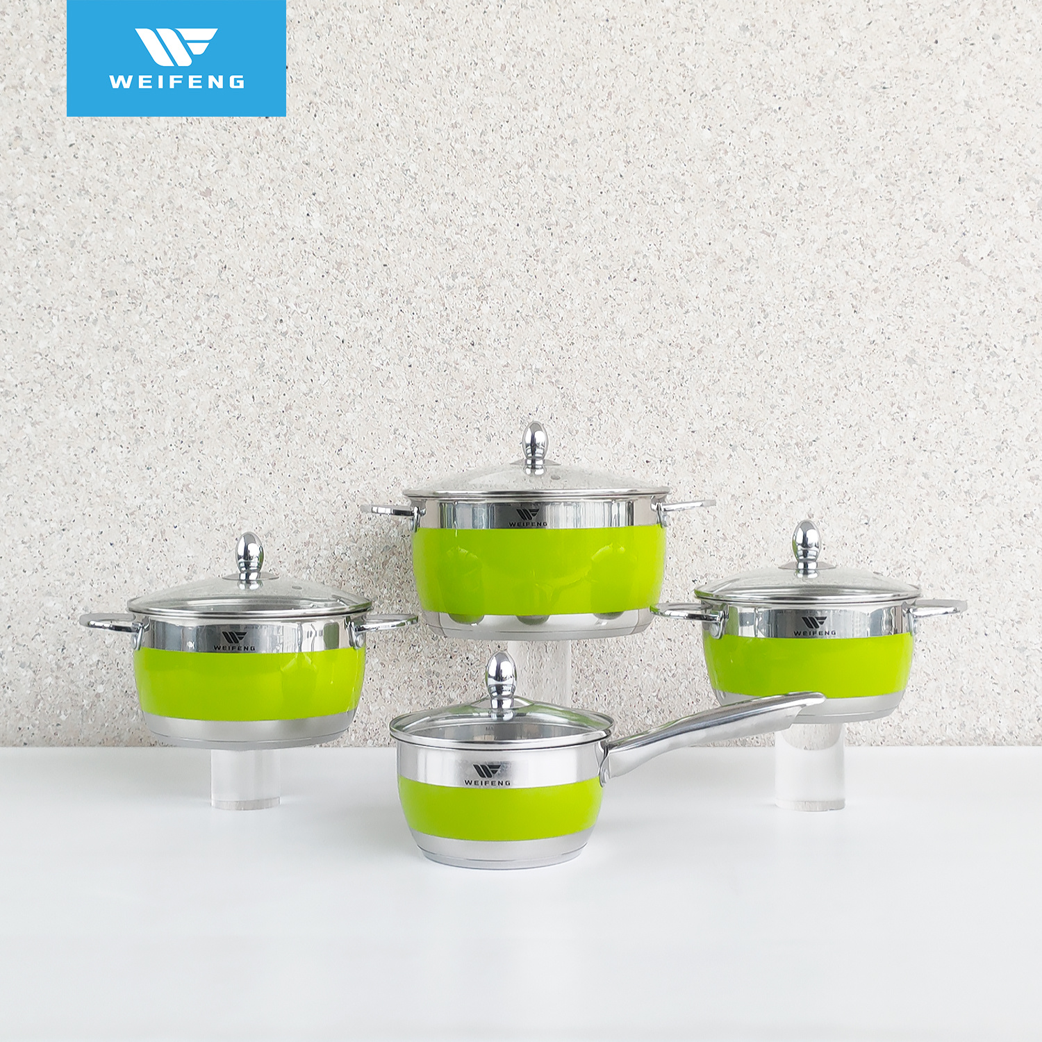 Conical Shape Zinc Alloyed Handle Stainless Steel Cookware Set
