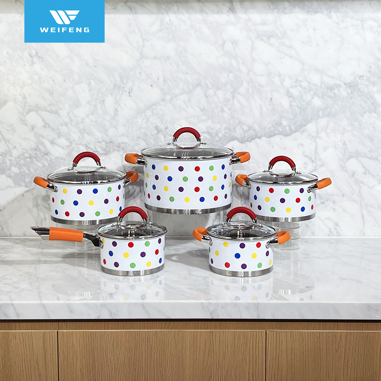 Straight Bottom Stainless Steel Cookware with Silicone Ss Handle