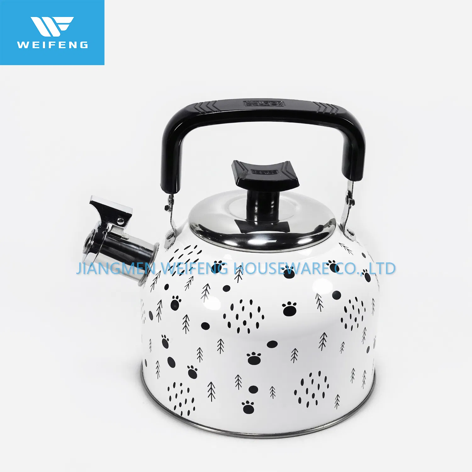Housewares Tea Pot Stainless Steel Whistling Kettle in Black Pattern Painting