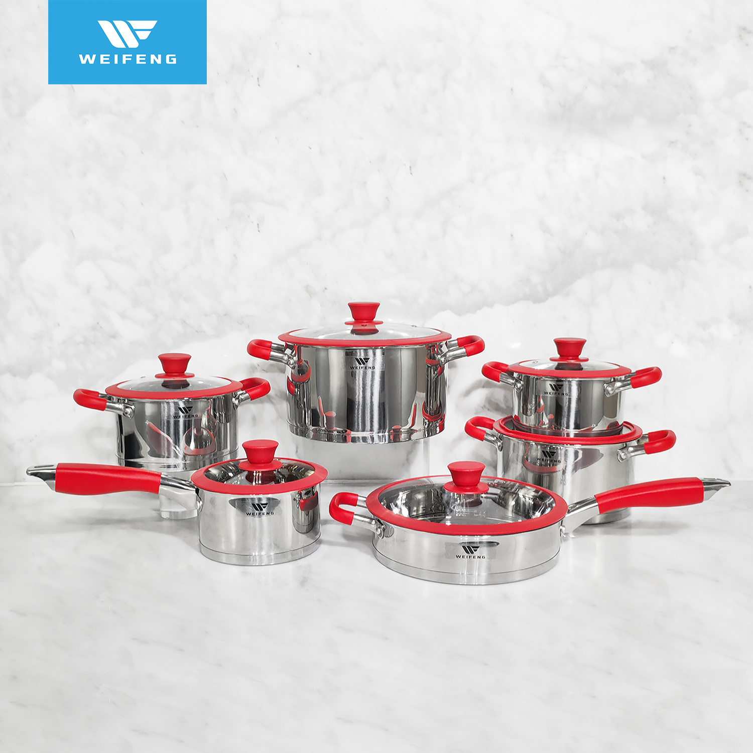 Stainless Steel Cookware with Anti-hot Handle & Straight Base