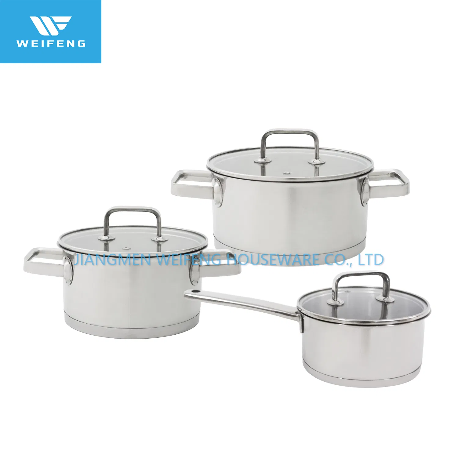 Juego de utensilios de cocina de acero inoxidable de 6 piezas con tapa de vidrio