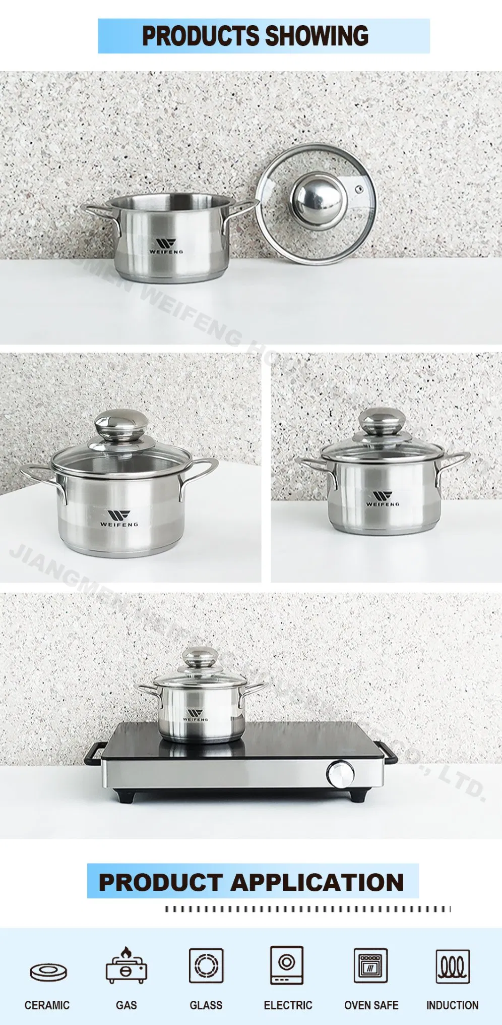 Kitchen Appliance Mini Size Pot Stainless Steel Cookware with Wire Ss Handle