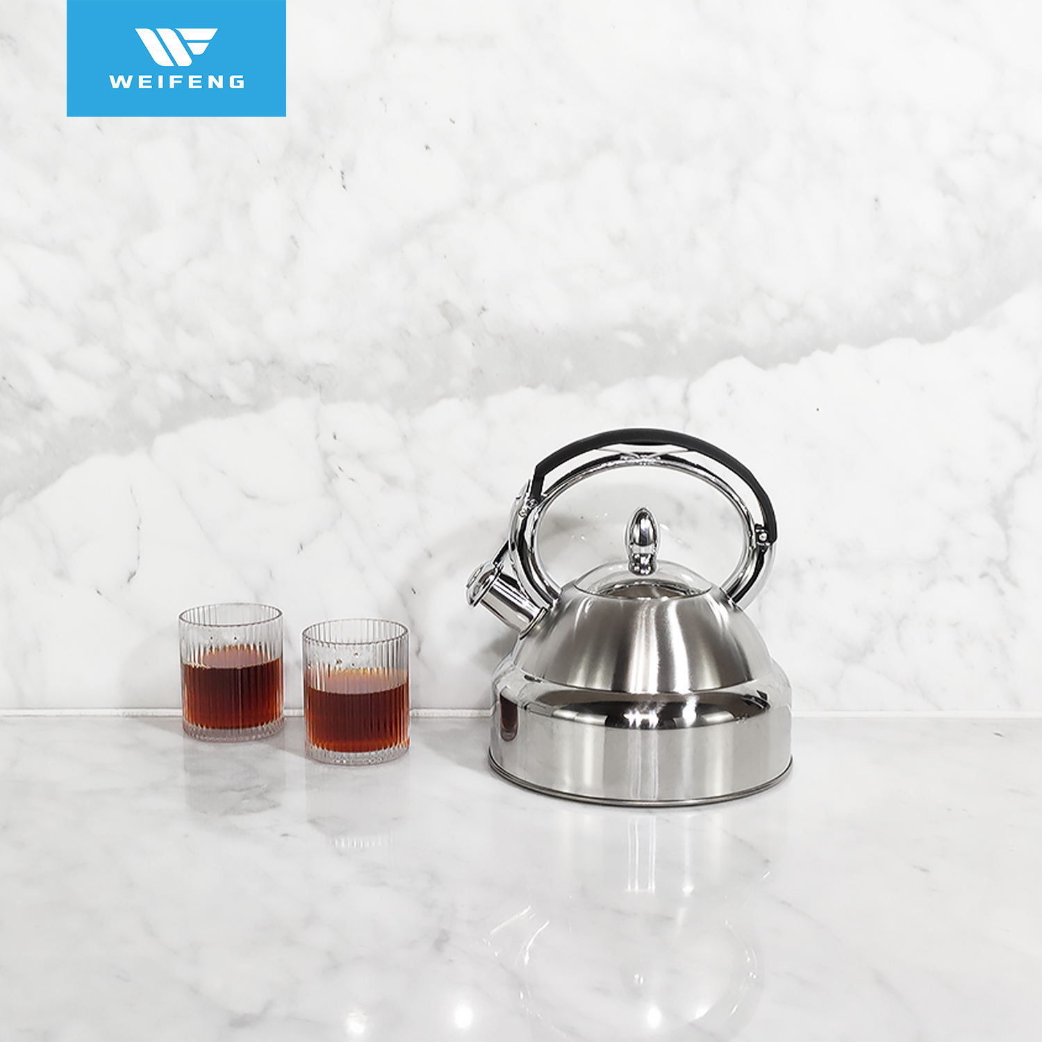 Flip-up SS Spout Extra Sturdy Stainless Steel Whistling Tea Kettle