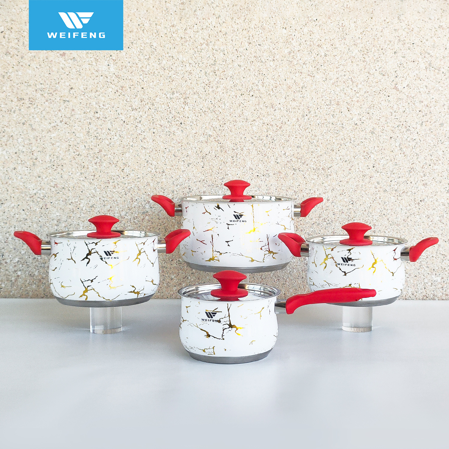 Classical & Elegant Eye-Catching Soft Touch Handle Stainless Steel Cookware