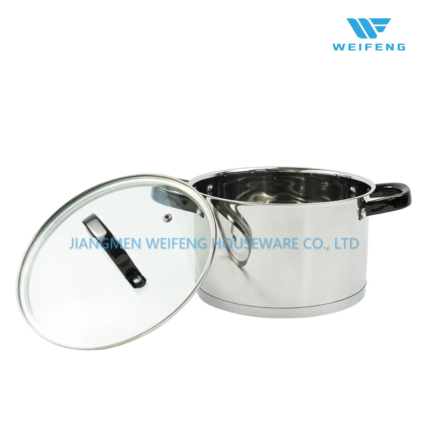 Deep Black Electroplated S/S Handle Straight Bottom Stainless Steel Cookware Set