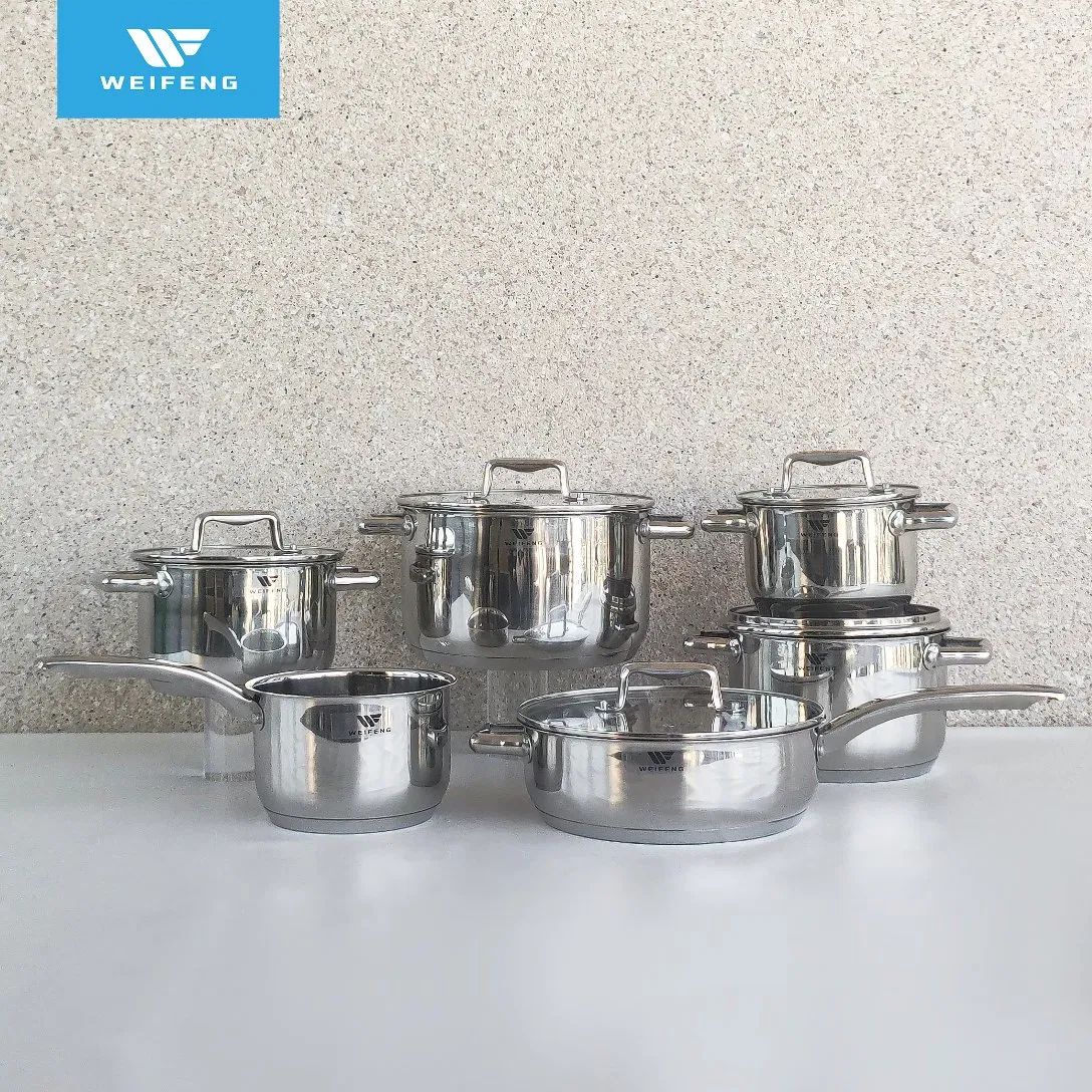12PCS Square Stainless Steel Hollow Handle Cooking Pot Set Stainless Steel Cookware