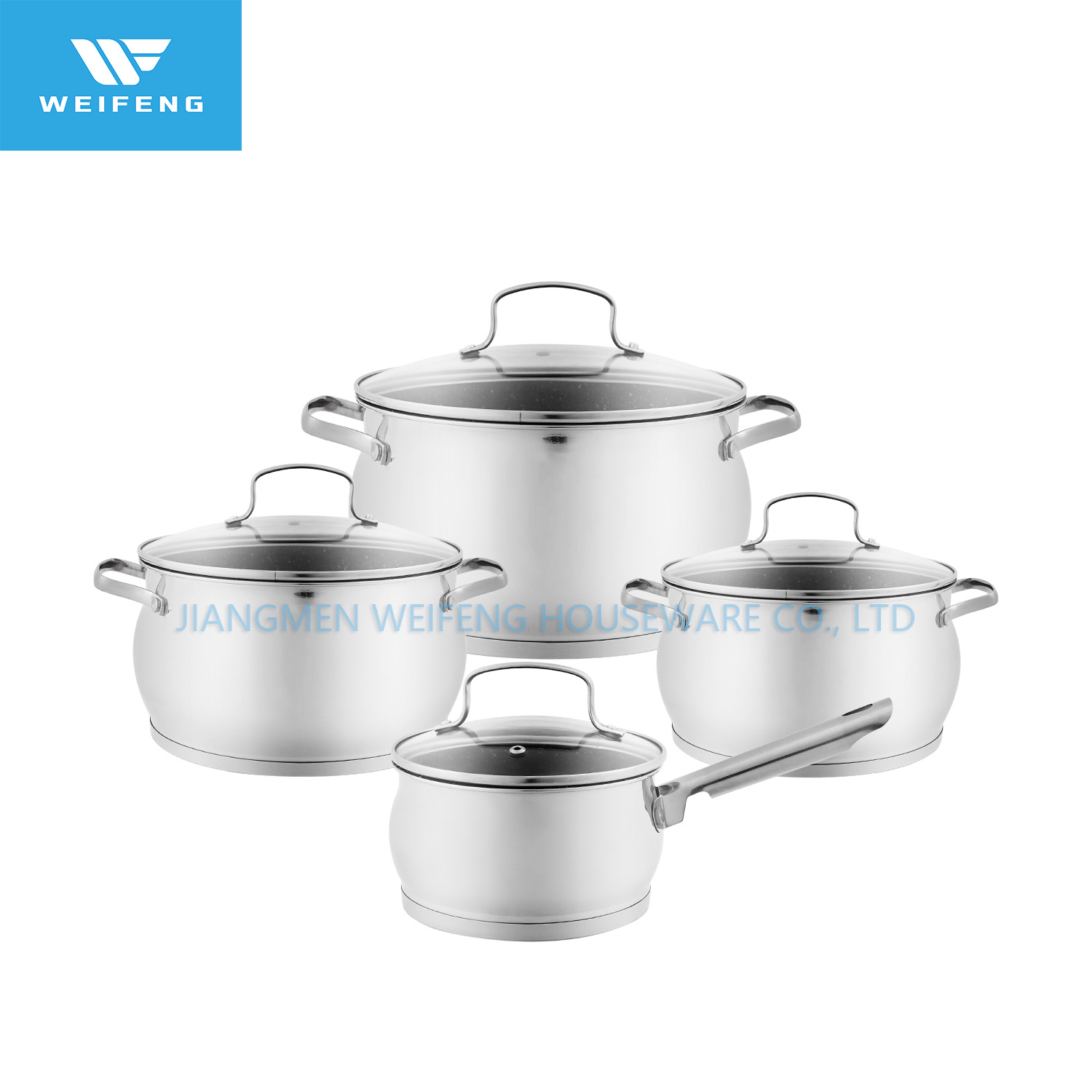 8PCS Big Belly Shape Kitchen Appliance Stainless Steel Cookware Set