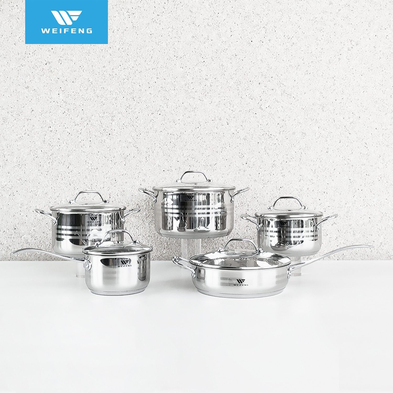 Evenly & Faster heating Stainless Steel Cookware with Zinc Alloy Handle