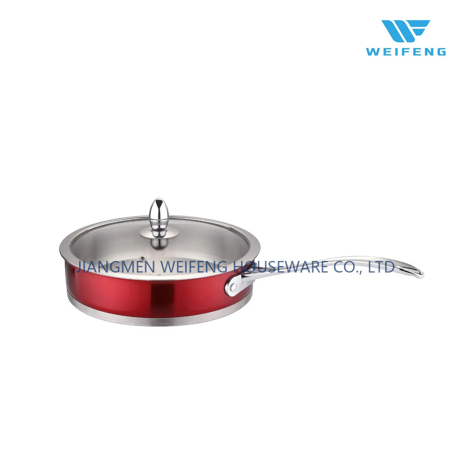 Zinc Alloyed Handle Straight Body Stainless Steel Cookware Set with Red Plated