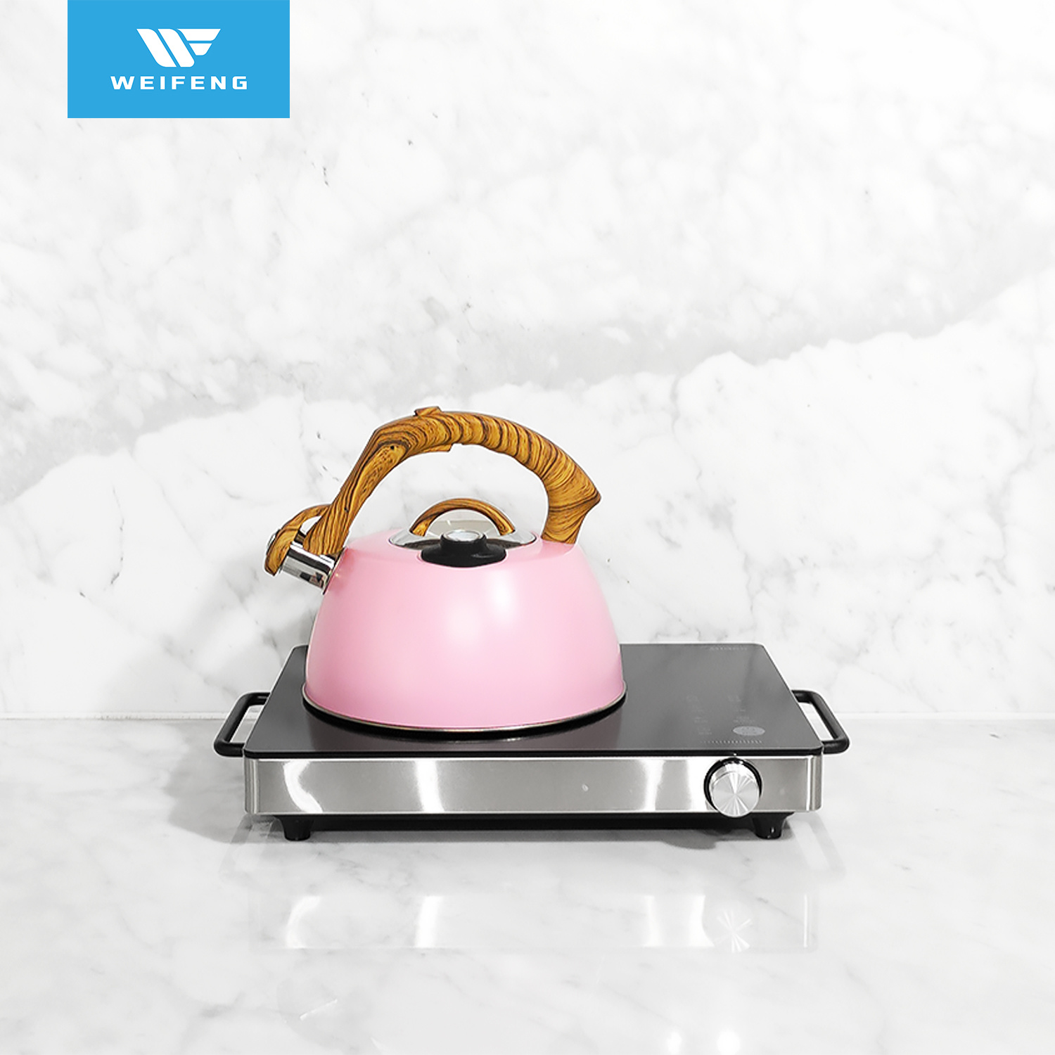 Design Combines Novel Color Stainless Steel Whistling Kettle with Soft Touch Handle