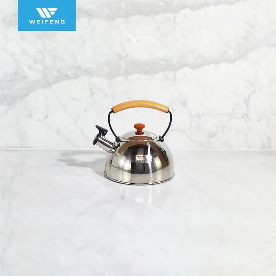 3.0L Stainless Steel Polishing Whistling Kettle with Ss Wood Combination Handle