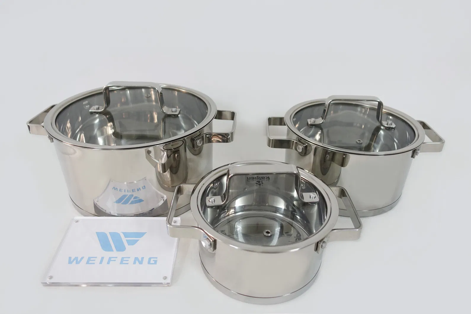 Juego de utensilios de cocina de acero inoxidable de 6 piezas con tapa de vidrio limpio