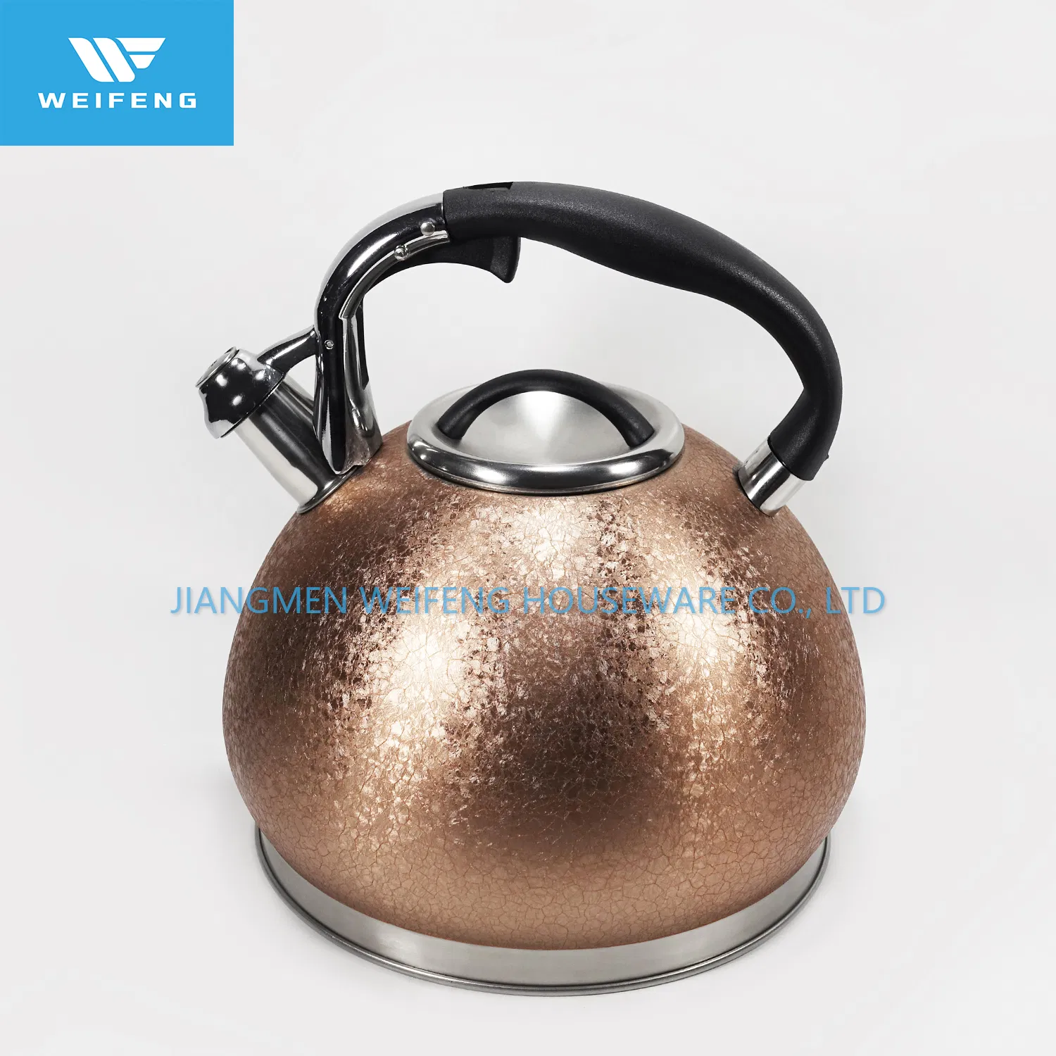 for Home Stainless Steel Whistling Kettle in Golden Ice Crack Painting