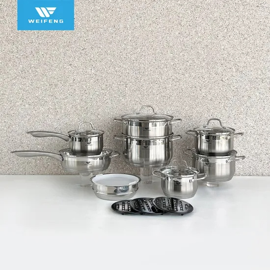 18PCS Practical and Classical, Stainless Steel Cookware with Solid Wire Handle