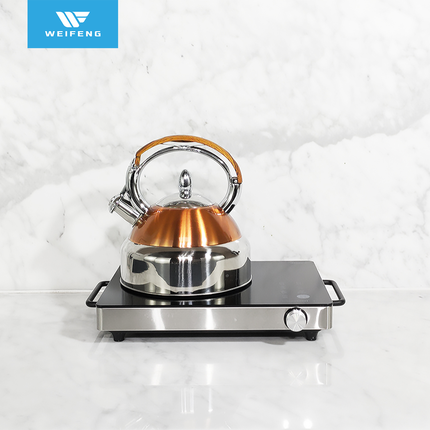 Stainless Steel Whistling Kettle with Down-Press the Bakelite Handle