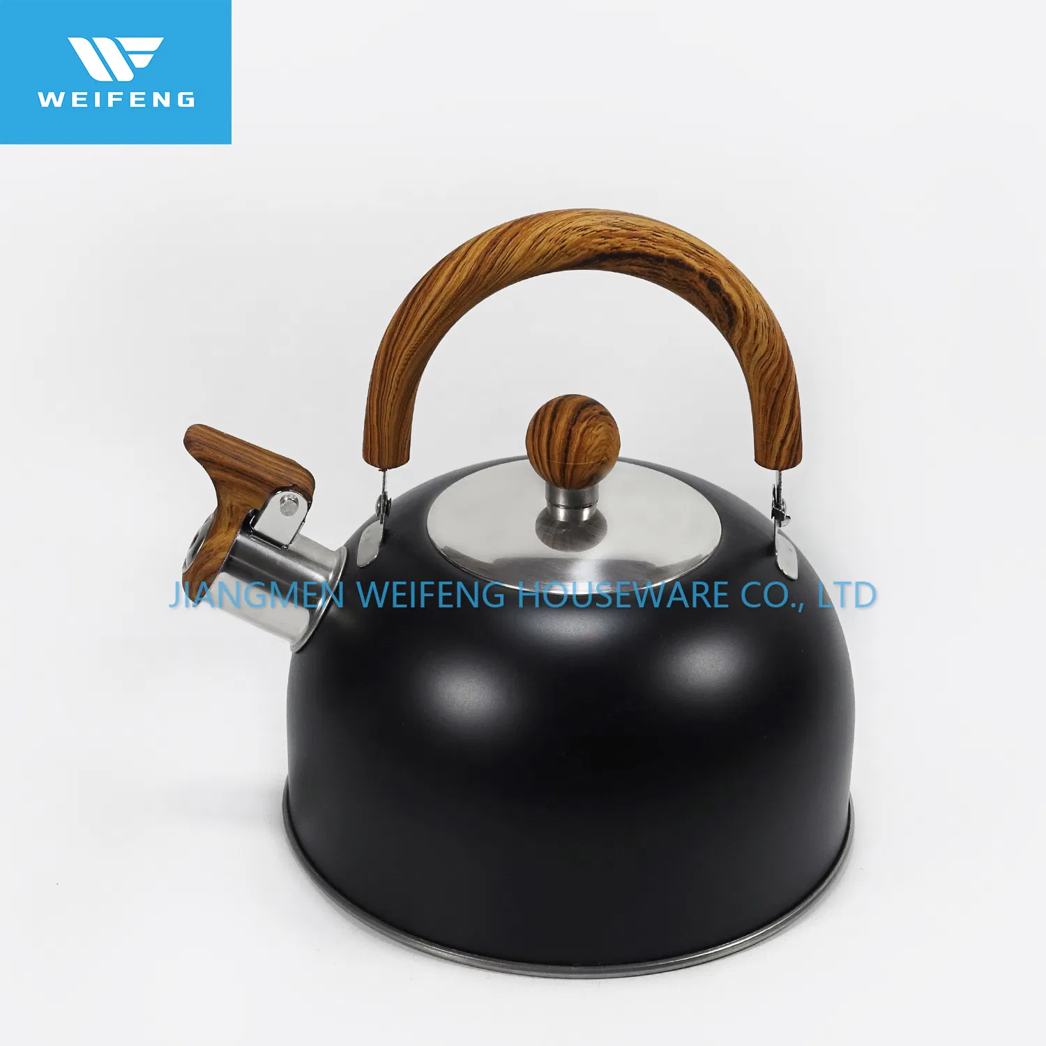 or Home Black Color Stainless Steel Whistling Kettle with Wooden Soft Touch Handle