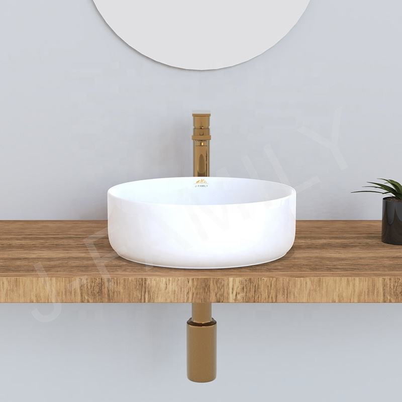 Slim Edge Bathroom Sink Ceramic Round Wash Basin