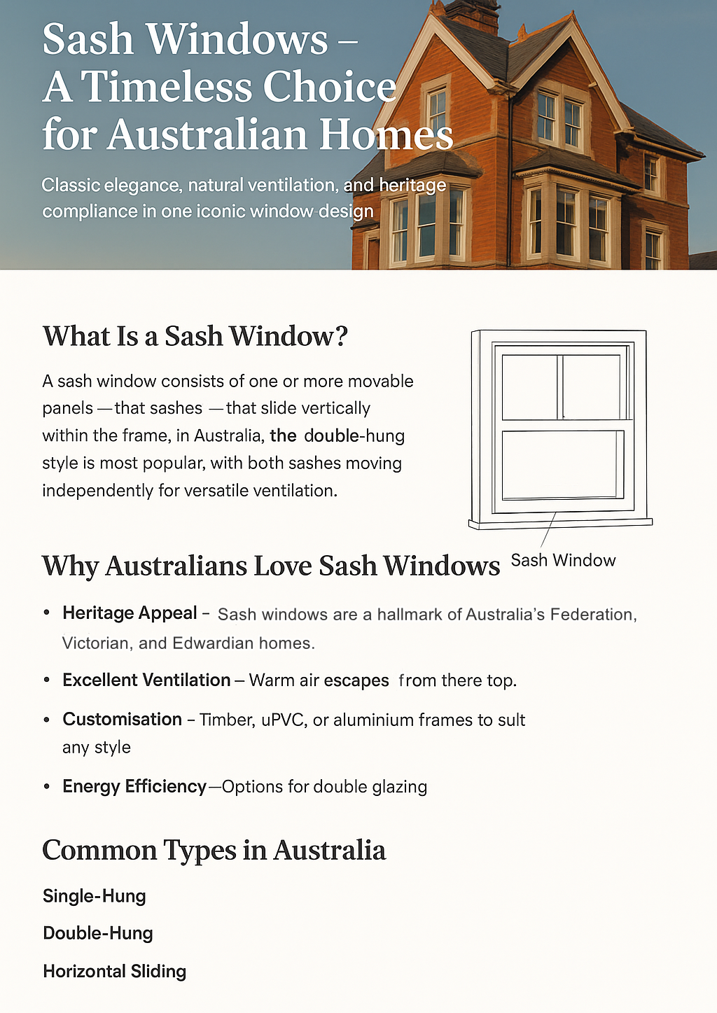 Sash Windows – A Timeless Choice for Australian Homes