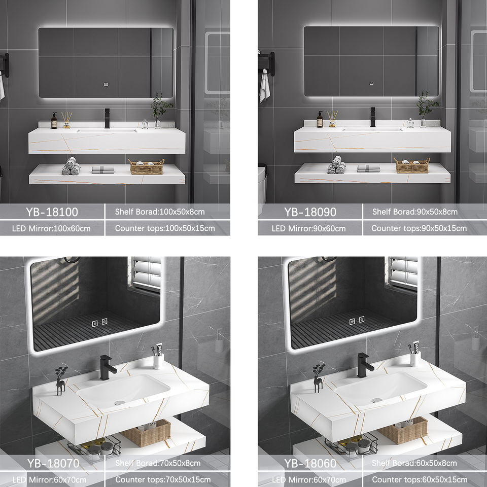 900mm LED Mirror Sintered Stone Top Bathroom Vanities