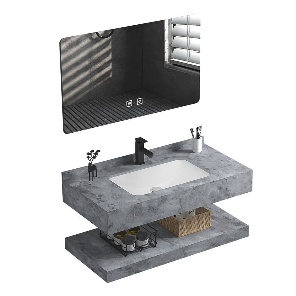 900mm LED Mirror Sintered Stone Top Bathroom Vanities
