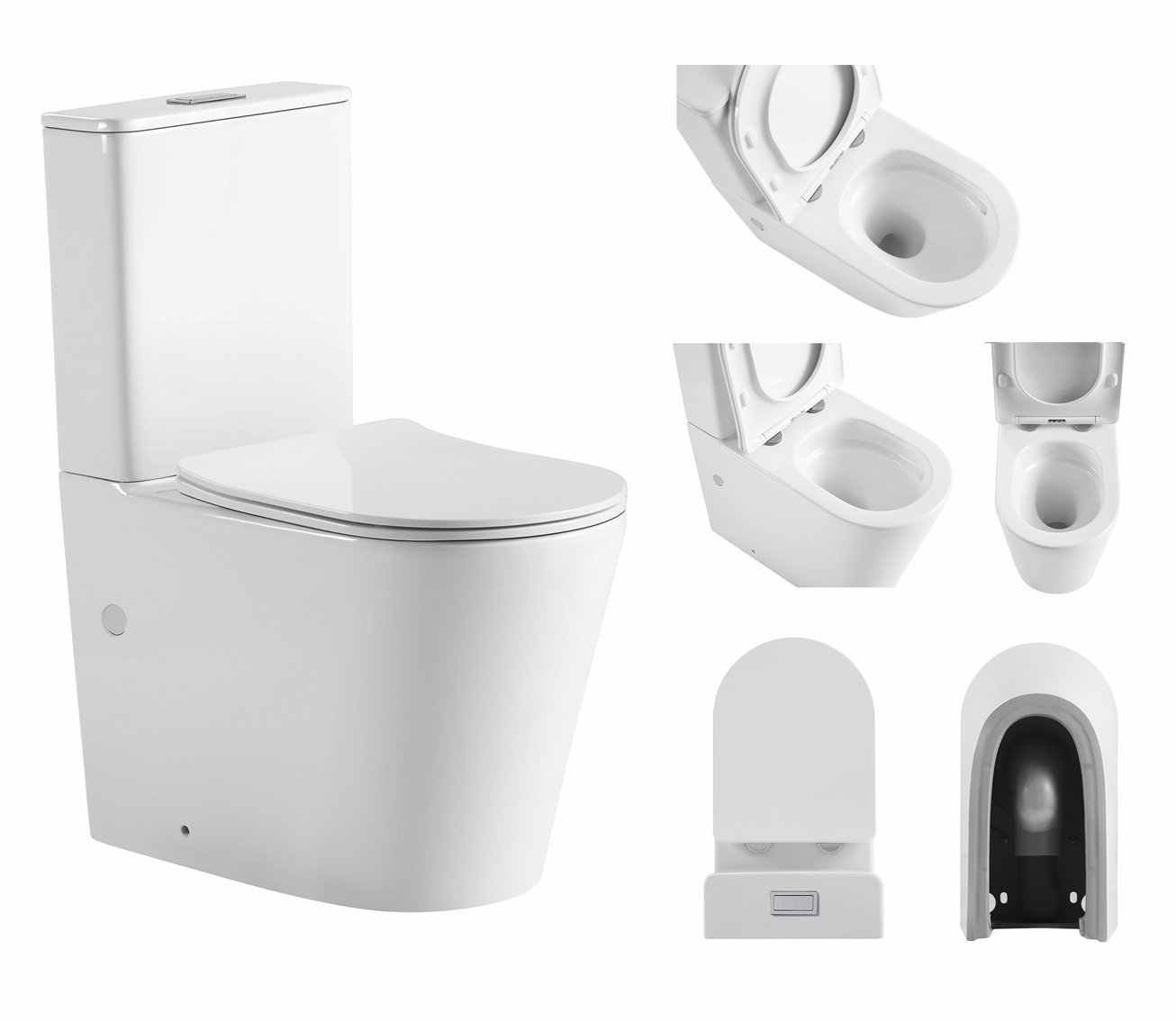 Newest Tornado and Rimless Flush Toilet Design With High Quality Watermark Standard Back to Wall Two Piece Toilet Suites