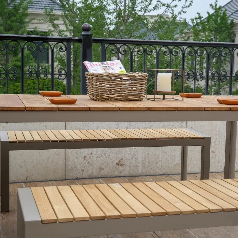 Factory Price Park Metal Rectangle Picnic Table and Bench Set Outdoor Dinning Table
