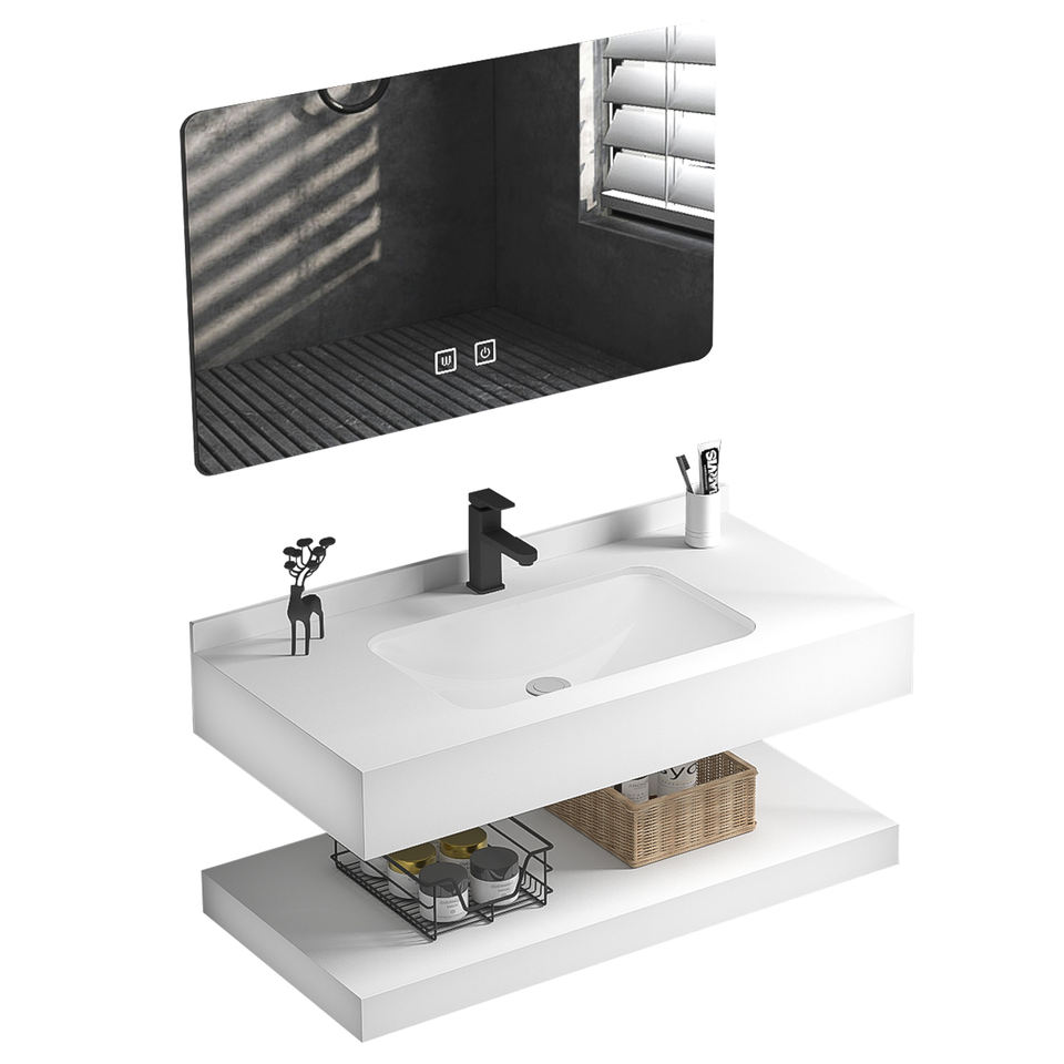 900mm LED Mirror Sintered Stone Top Bathroom Vanities