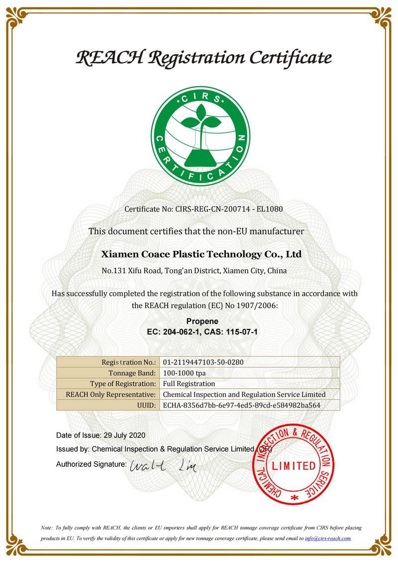 REACH Registration Certificate REACH Registration Certificate