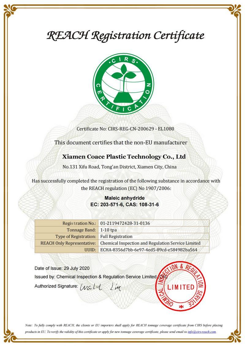REACH Registration Certificate REACH Registration Certificate