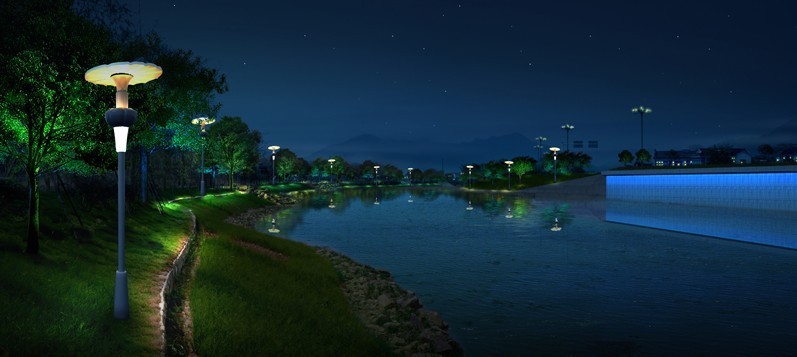 Night Scene of the Small Lake