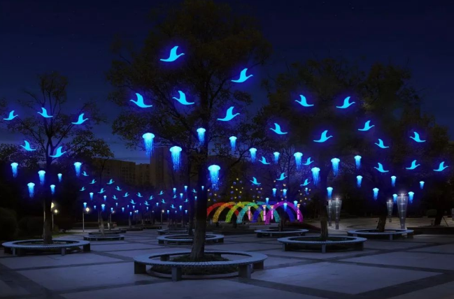 The construction process of landscape lighting projects typically involves the following steps:

1. **Planning and Design**: This includes assessing the site, determining the lighting requirements, and creating a design plan that meets both aesthetic and functional needs.

2. **Site Preparation**: Clearing the area, marking out the locations for fixtures, and ensuring that the site is ready for installation.

3. **Installation of Electrical Systems**: This involves laying down electrical wiring, installing circuit breakers, and ensuring that all electrical components comply with safety standards.

4. **Fixture Installation**: Mounting the lighting fixtures according to the design plan, ensuring they are securely installed and positioned correctly for optimal lighting effects.

5. **Testing**: Once the fixtures are installed, testing the lighting system to ensure everything works as intended and making any necessary adjustments.

6. **Final Touches**: This may include landscaping adjustments, cleaning up the site, and ensuring that all components are functioning properly.

7. **Maintenance Planning**: Establishing a plan for regular maintenance to ensure the longevity and effectiveness of the lighting system.

### Important Considerations:
- **Safety**: Always prioritize safety during installation, including using proper protective equipment and following electrical safety guidelines.
- **Local Regulations**: Be aware of and comply with local regulations regarding outdoor lighting and electrical installations.
- **Environmental Impact**: Consider the environmental impact of the lighting, including light pollution and energy consumption.
- **Aesthetic Integration**: Ensure that the lighting design complements the landscape and architecture of the area.