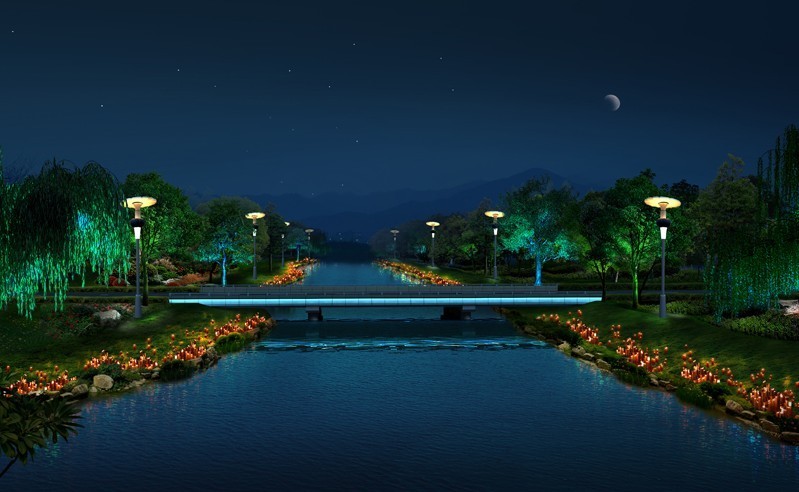Night View of the Lake Bridge