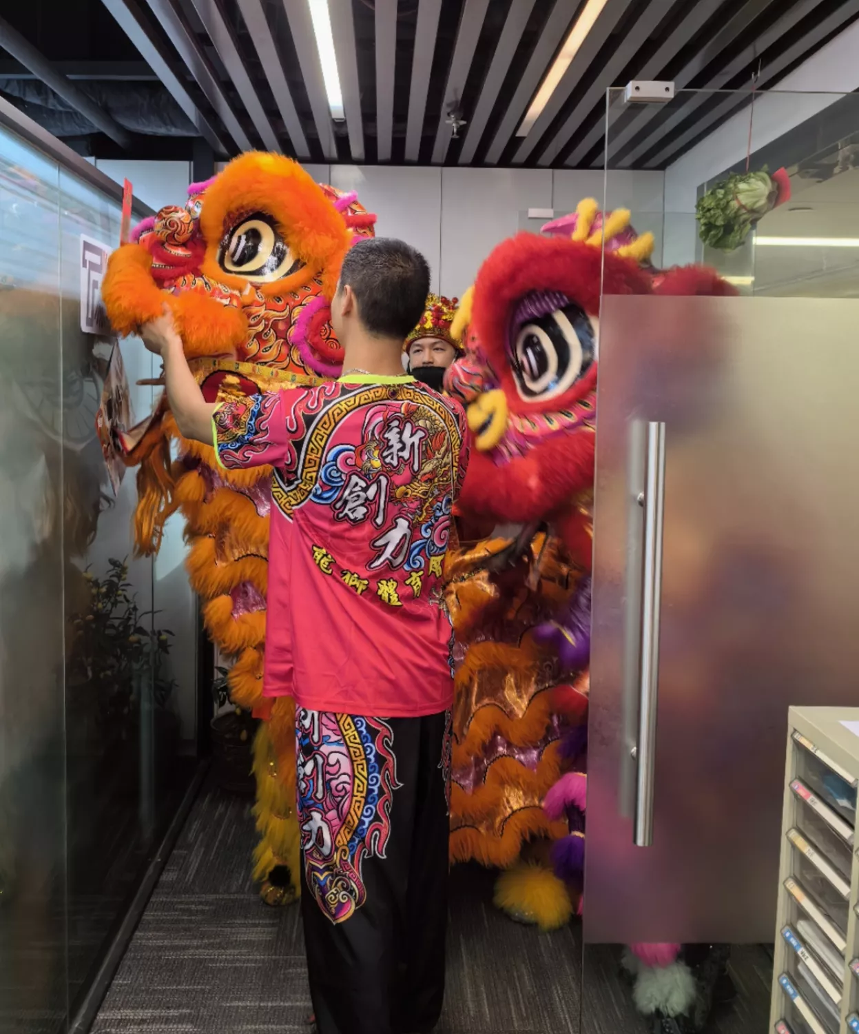 Lion dance welcomes the God of Wealth, celebrating the New Year festival together.