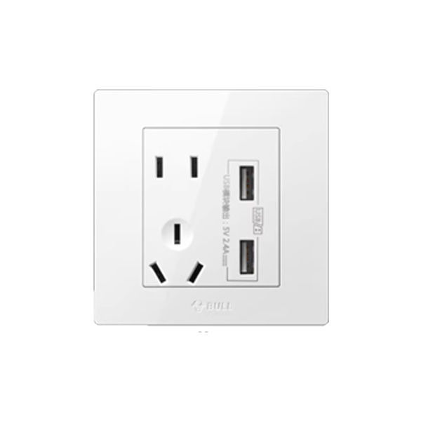 Two three-pole + two USB sockets