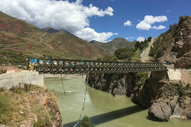 Lhasa 54-meter single-span three-row double-layer reinforced steel bridge