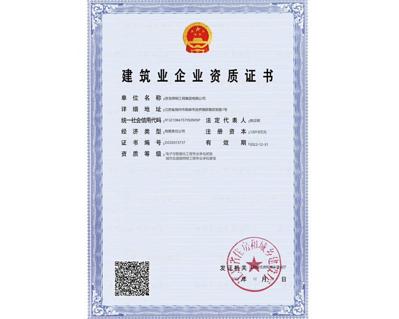 Qualification Certificate of Construction Enterprise