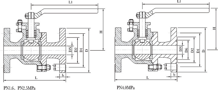 Two-piece ball valve