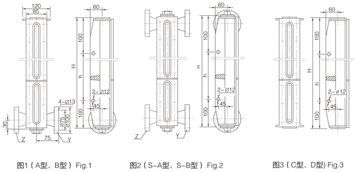 Self - closing marine flat glass level gauge