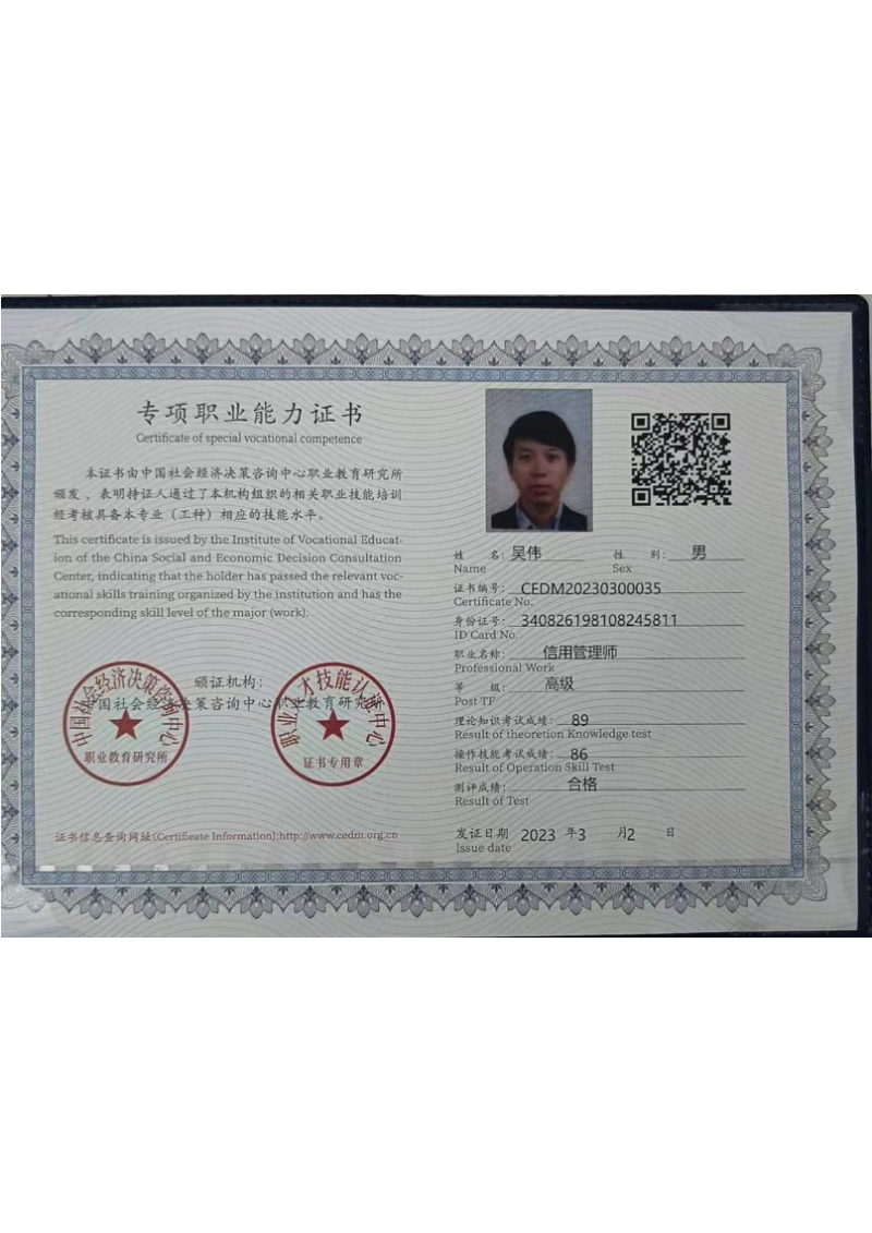 Specialized Professional Ability Certificate