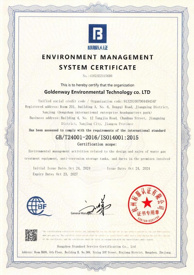 ENVIRONMENT MANAGEMENTSYSTEM CERTIFICATE