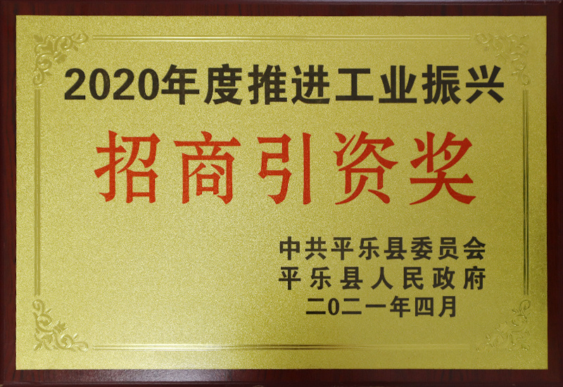 2020年度推进工业振兴招商引资奖