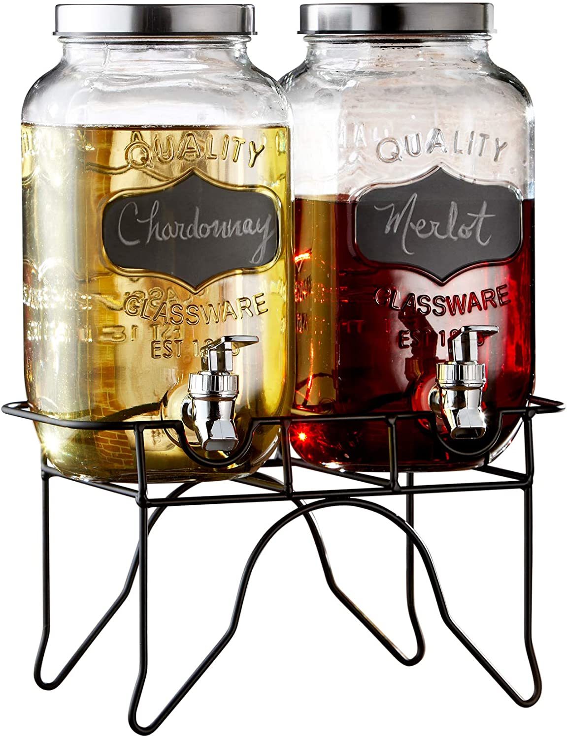 8L Glass beverage dispenser with metal shelf and faucet for Party