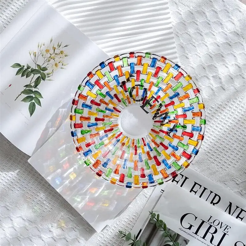 Hand Painted Colorful Woven Glass Crystal Salad & Fruit Bowl Decoration